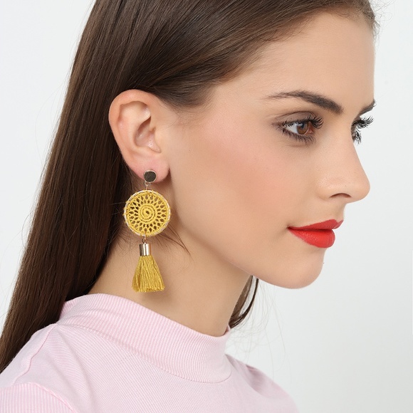 Jewelry - Pierced Knitted Earrings with Tassels